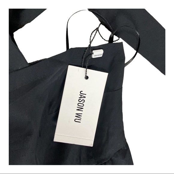 NWT JASON WU Black Tiered Shoulder Tie Maxi Dress Embroidered Size XL - Picture 7 of 16